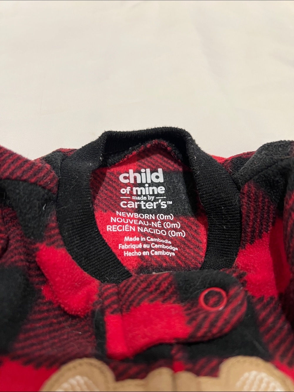 “Bundle 10/$13” Carters newborn Plaid Bear One-Piece Pajamas footed sleeper - Picture 2 of 6